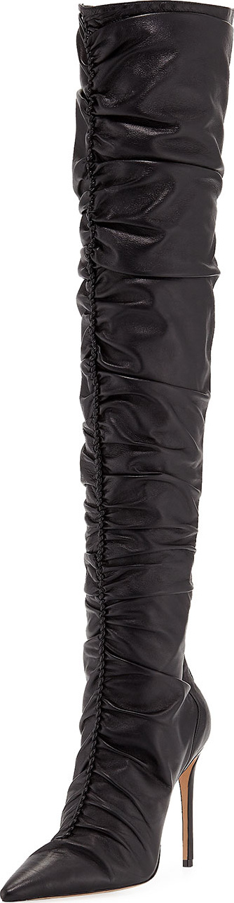 Alexandre Birman Susanna Scrunch Leather Over-The-Knee Boots