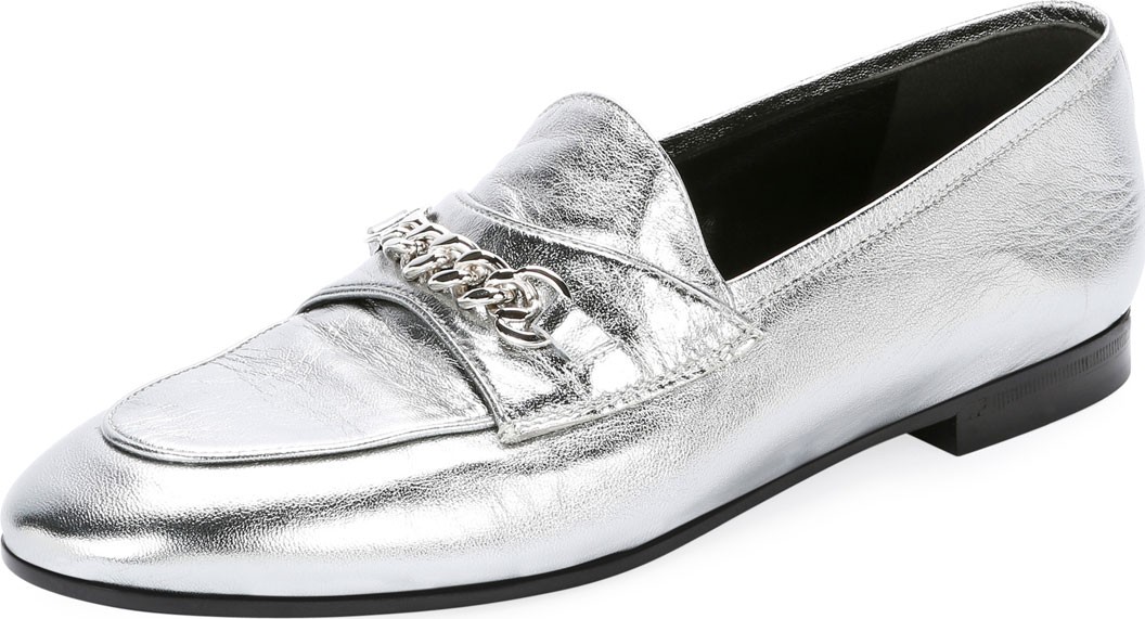TOM FORD Metallic Loafers with Chain Detail