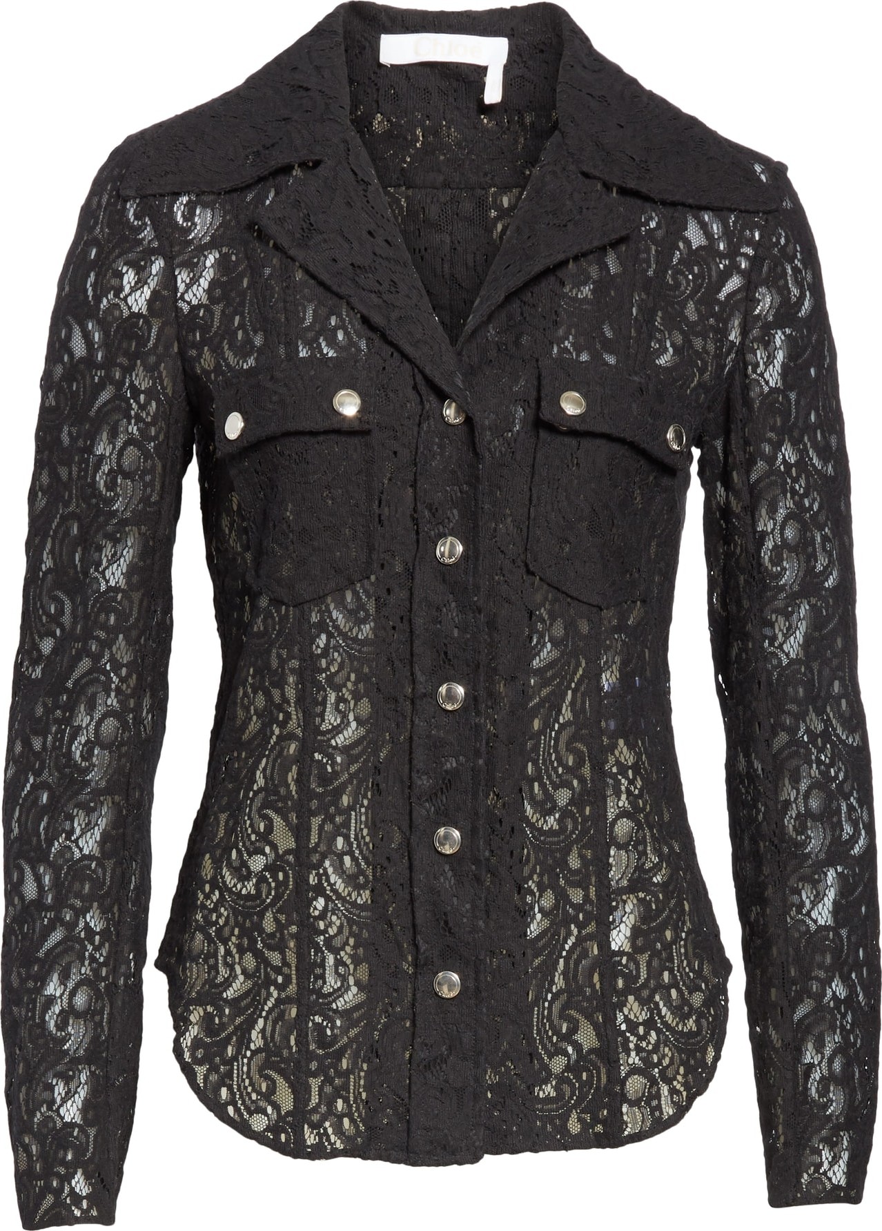 Chloe Logo Button Lace Blouse
