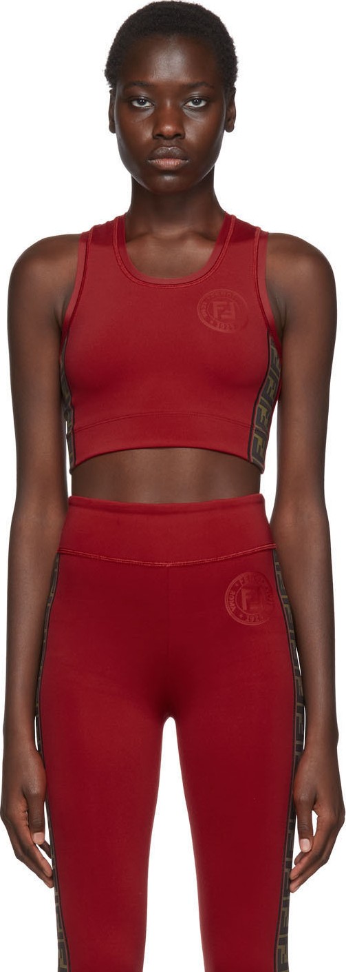 Fendi Red FF 'Roma' Stamp Sports Bra