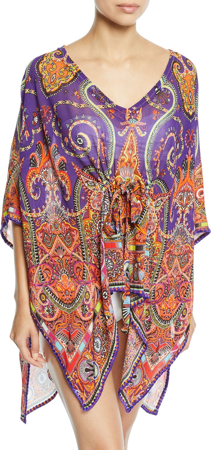 Etro Printed V-Neck Coverup Caftan