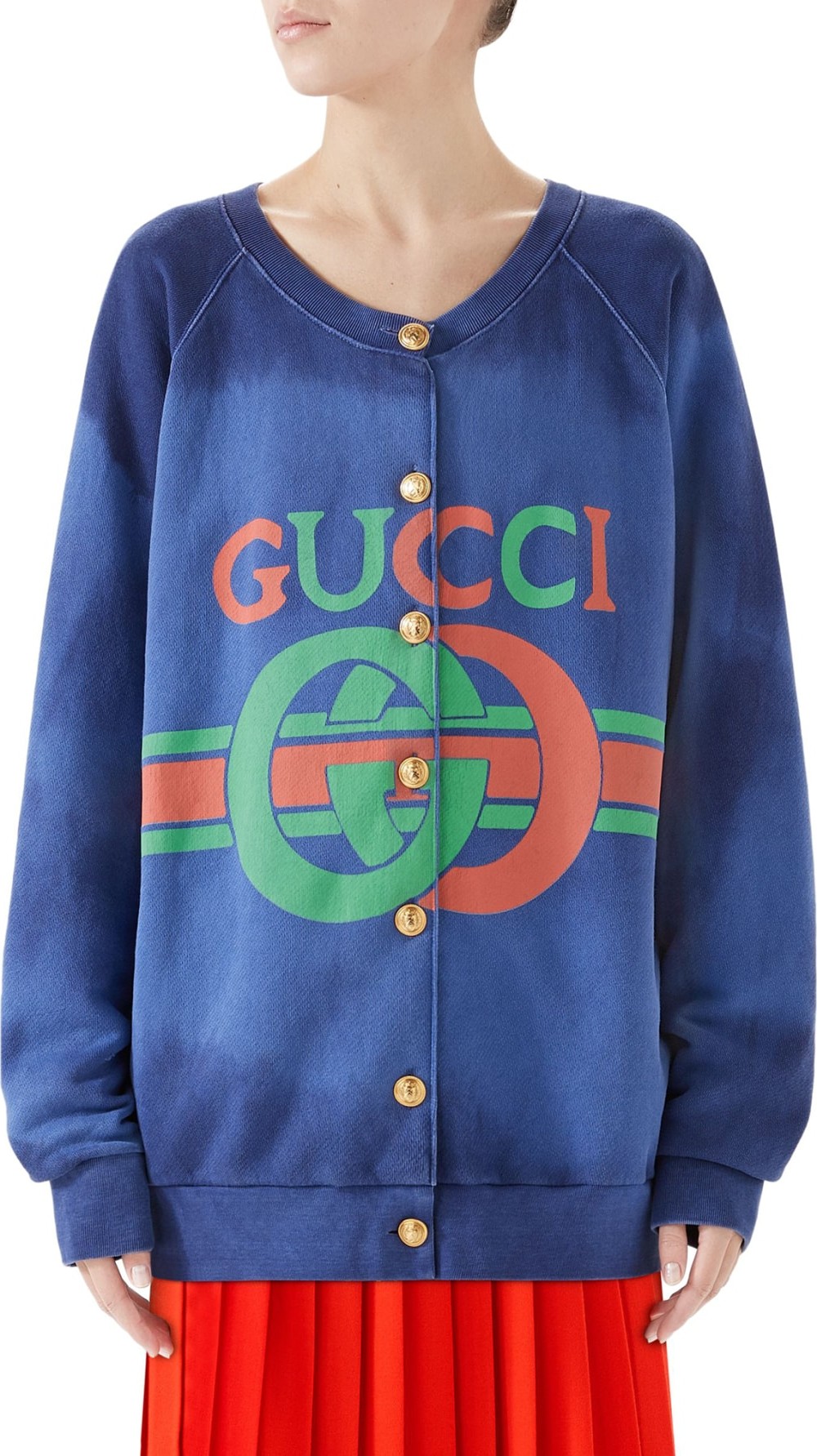 Gucci Logo Tie Dye Cotton Jersey Cardigan