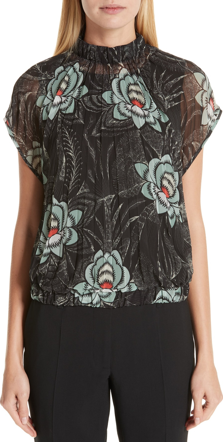 Dries Van Noten Floral Print Pleated Blouse