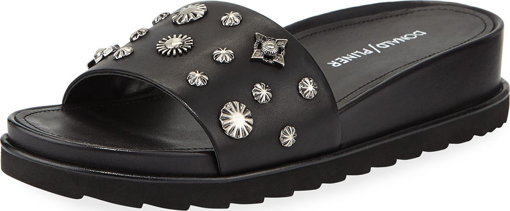 Donald J Pliner Cailo Embellished Calf Leather Slides Donald J Pliner Cailo Embellished Calf Leather Slides