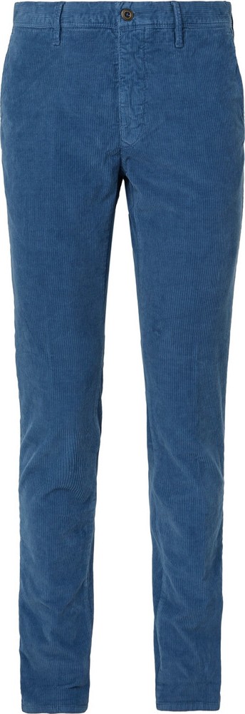 Incotex Blue Slim-Fit Stretch Cotton-Corduroy Trousers