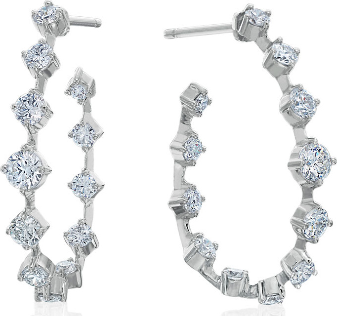 Maria Canale Small Pear-Shaped Wire Hoop Earrings with Diamonds