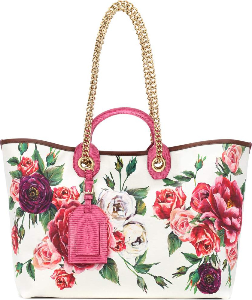 Dolce & Gabbana Floral cotton and leather tote