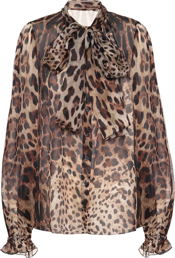 Dolce & Gabbana Leopard-print silk-organza blouse