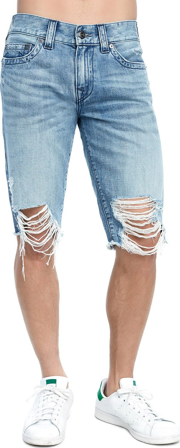 True Religion Men's Ricky Distressed Denim Shorts
