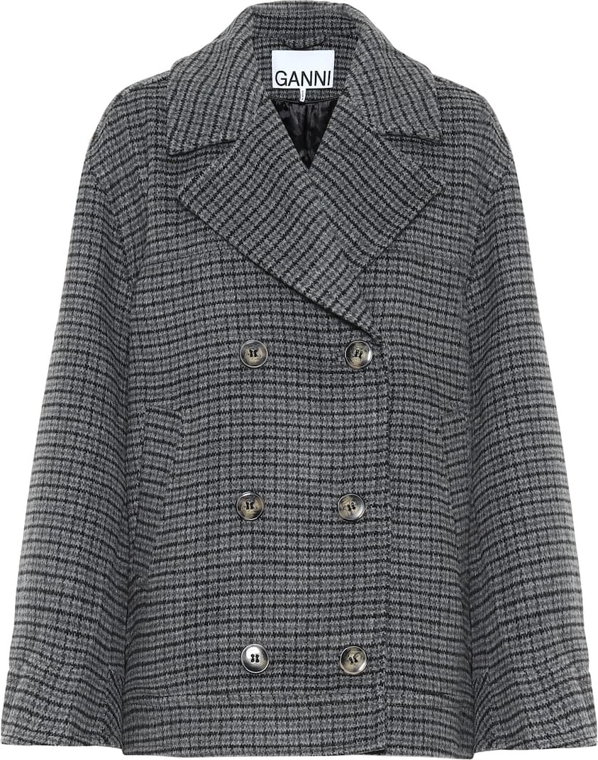 Ganni Checked wool-blend jacket