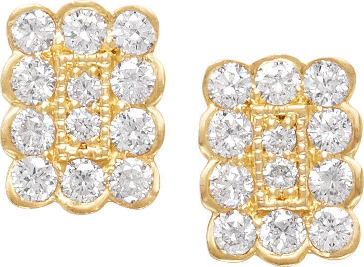Jamie Wolf 18k Small Rectangle Diamond Stud Earrings