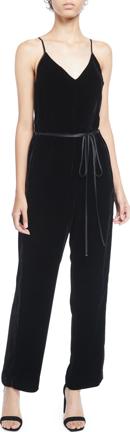 Rag & Bone Jamie Velvet V-Neck Belted Jumpsuit