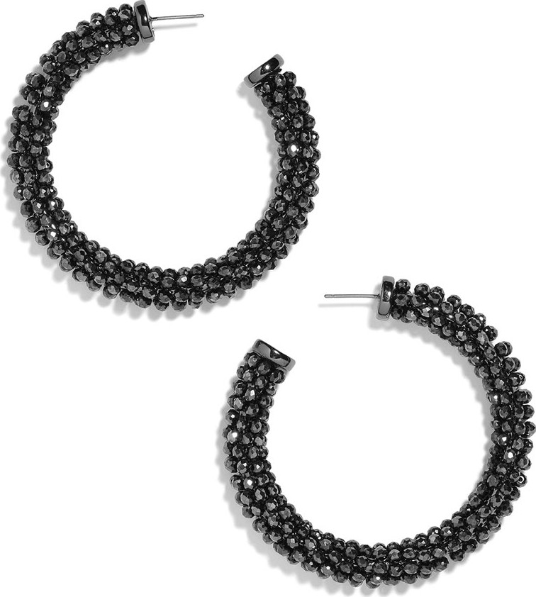 BAUBLEBAR Danasia Beaded Hoop Earrings, Black