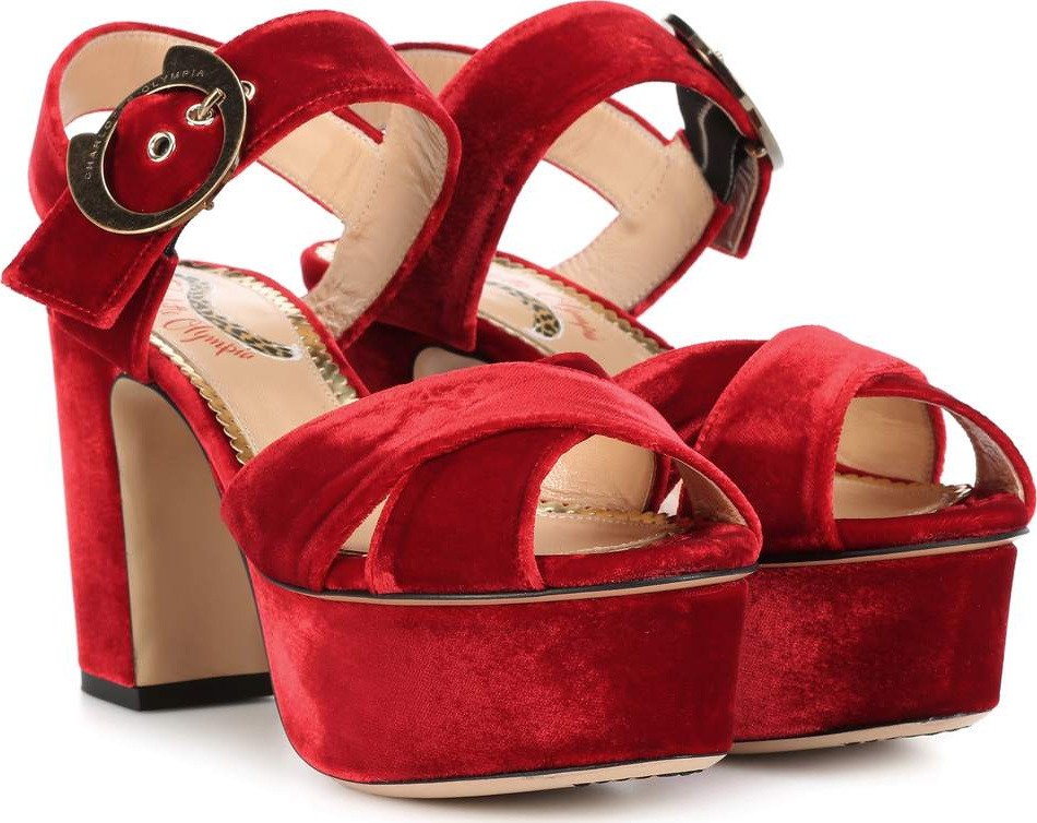 Charlotte Olympia Aristocat 90 velvet plateau sandals