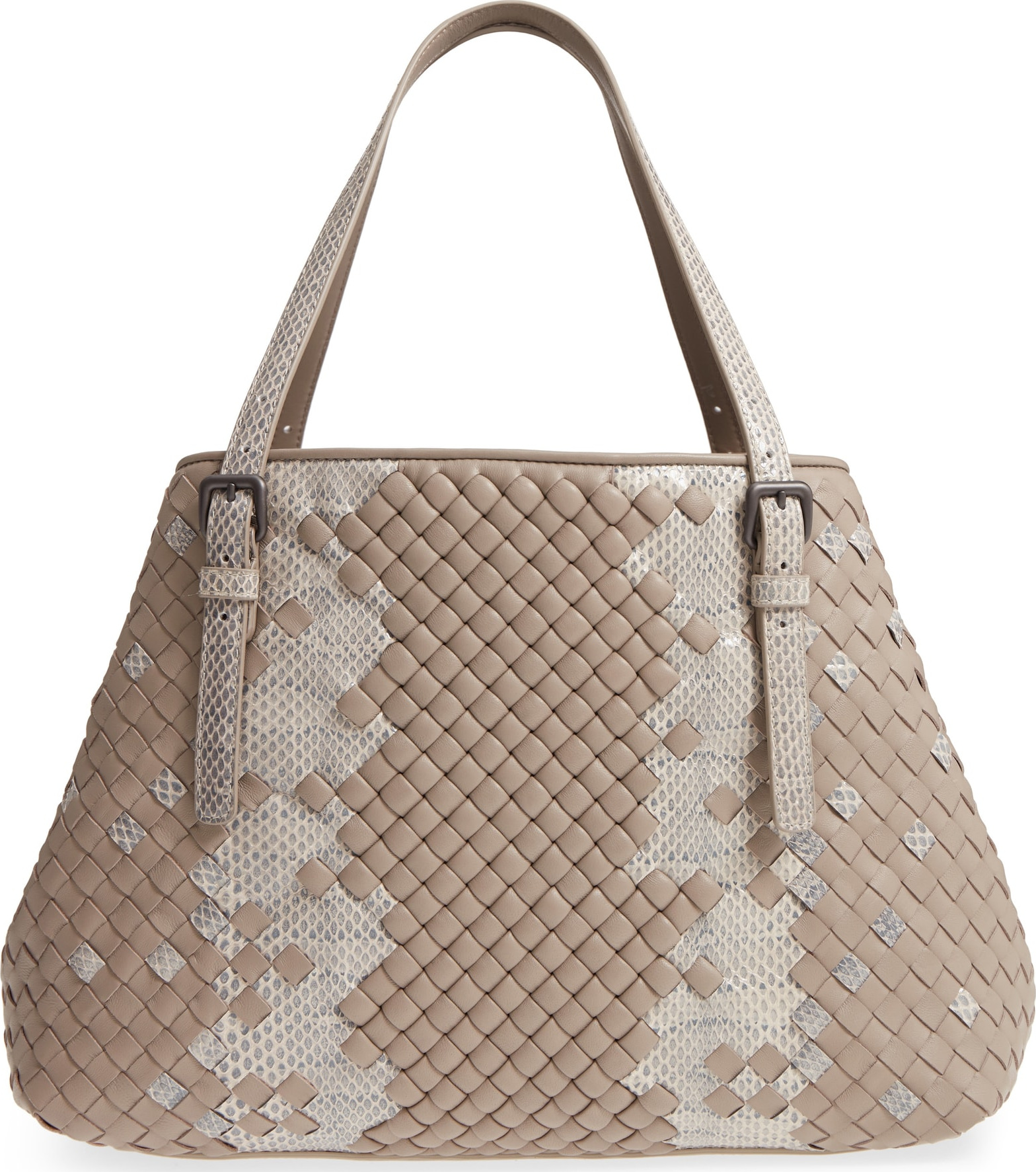 Bottega Veneta Cesta Intrecciato Leather & Genuine Snakeskin Tote