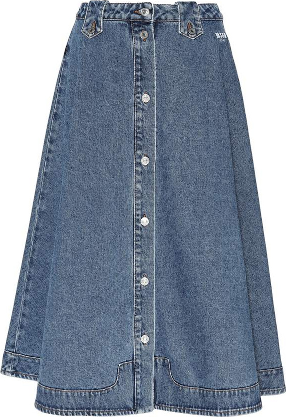 MSGM Denim midi skirt