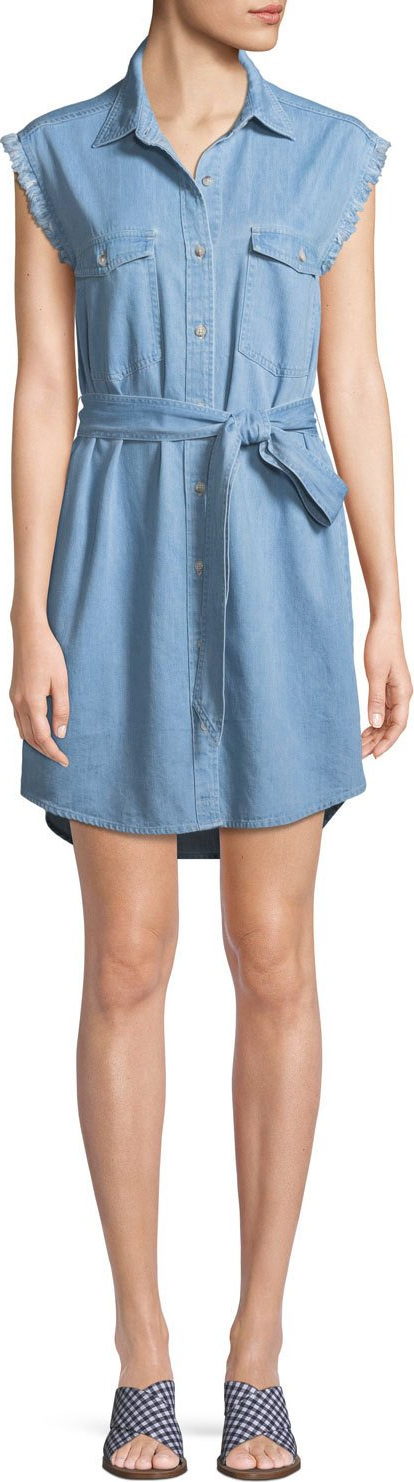 7 For All Mankind Cutoff-Sleeve Denim Shirtdress