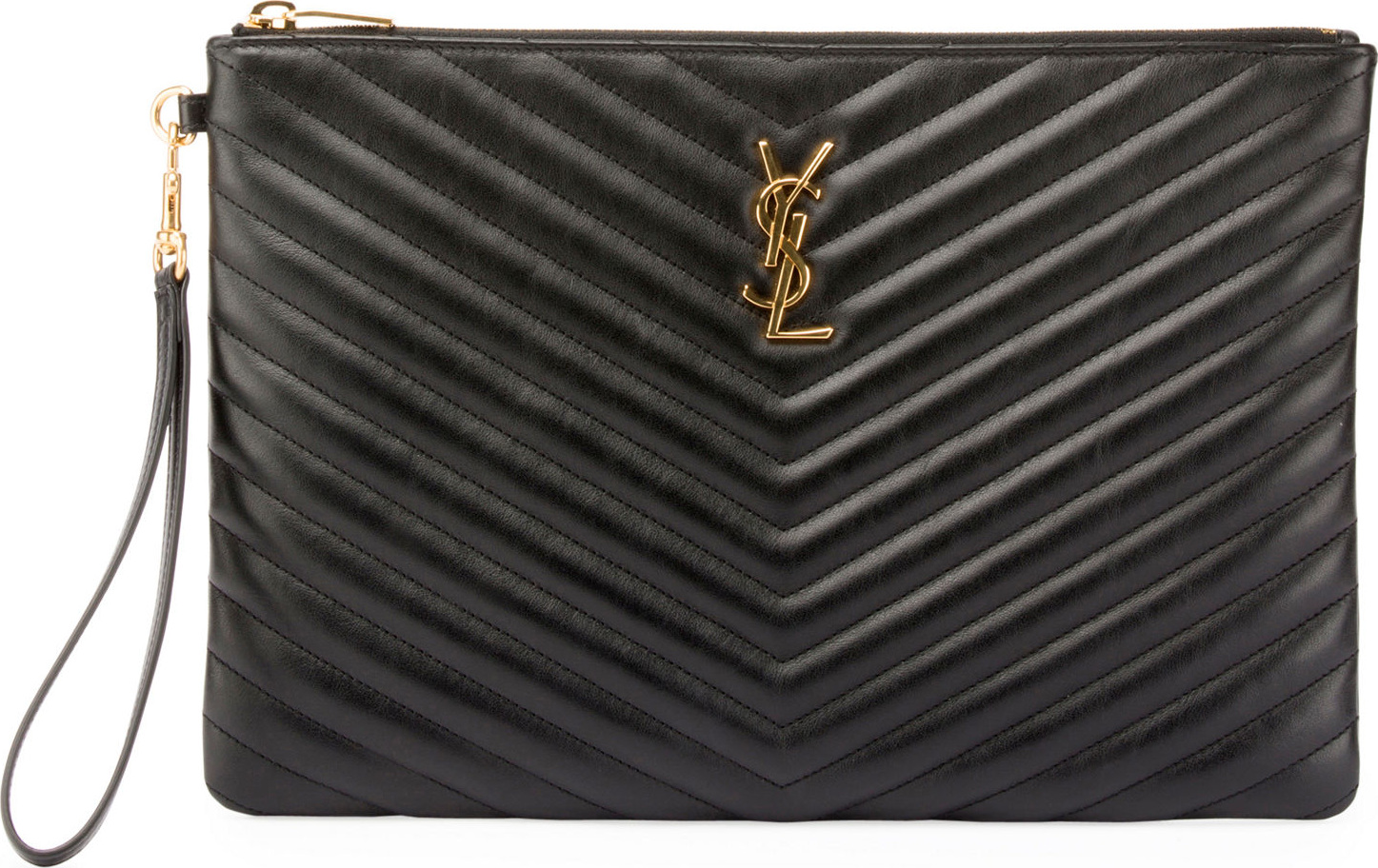 Saint Laurent Monogram Quilted Leather Tablet Pouch Bag