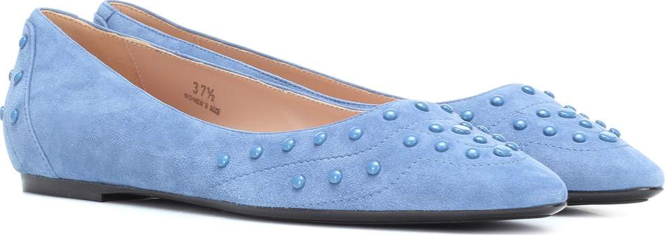 Tod's Embellished suede ballet flats