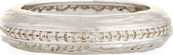 Marco Dal Maso The Other Half Textured 18K White Gold Band Ring with Champagne Diamonds