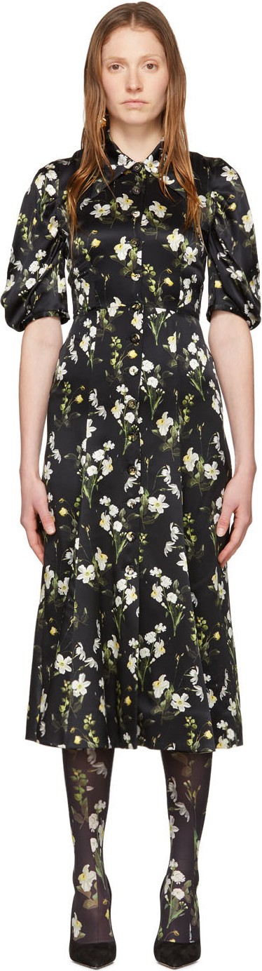Erdem Black Silk Gisella Dress