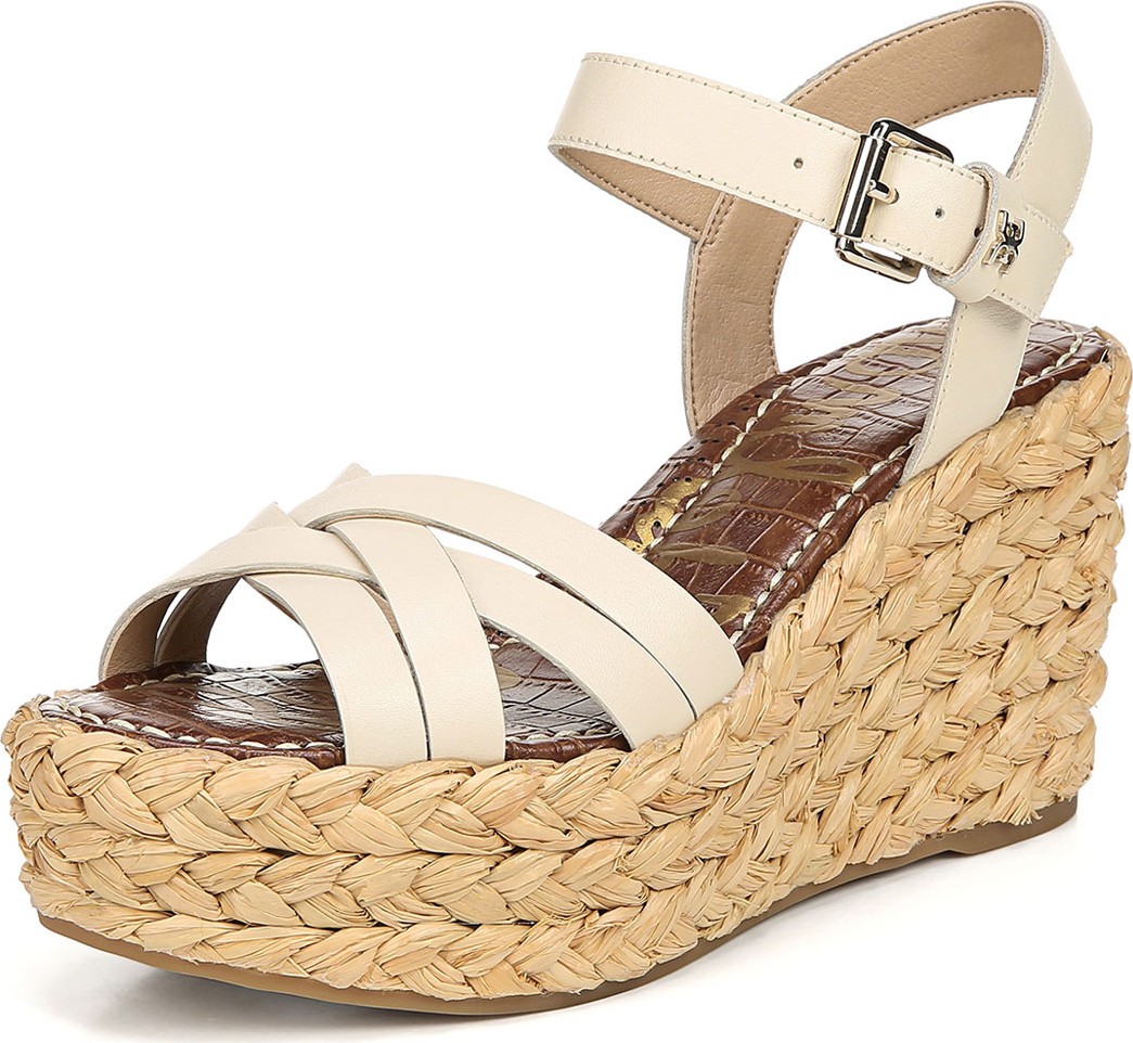 Sam Edelman Darline Leather Platform Espadrille Sandals, White