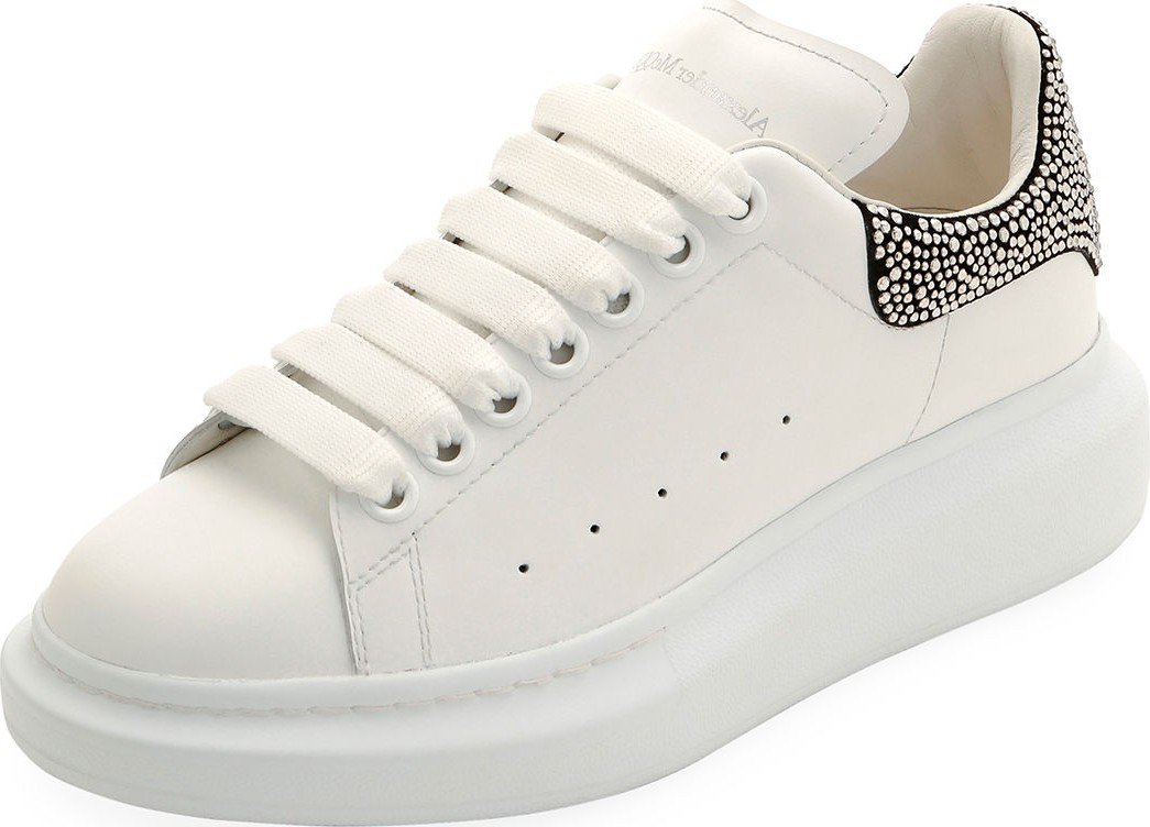 Alexander McQueen Leather Sneakers with Crystal Trim