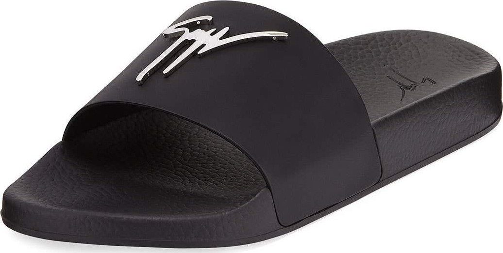 Giuseppe Zanotti Logo Leather Slide Sandal