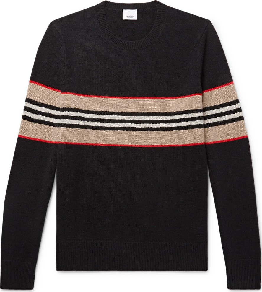 Burberry London England Striped Intarsia Cashmere Sweater