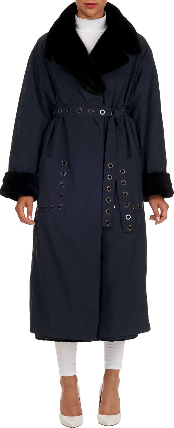 Gianfranco Ferre Reversible Belted Mink-Fur Short Coat