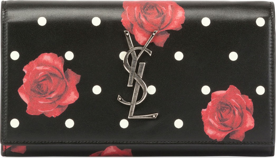 Saint Laurent Large Rose-Print Continental Wallet