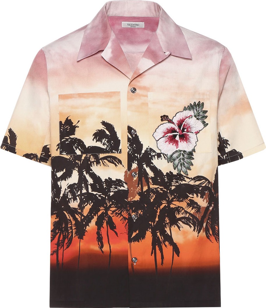 Valentino palm tree printed bowling shirt
