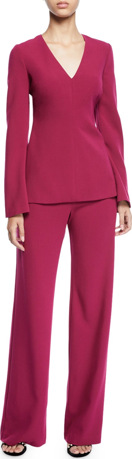 Black Halo Arya Two-Piece Crepe Long-Sleeve Top & Pant