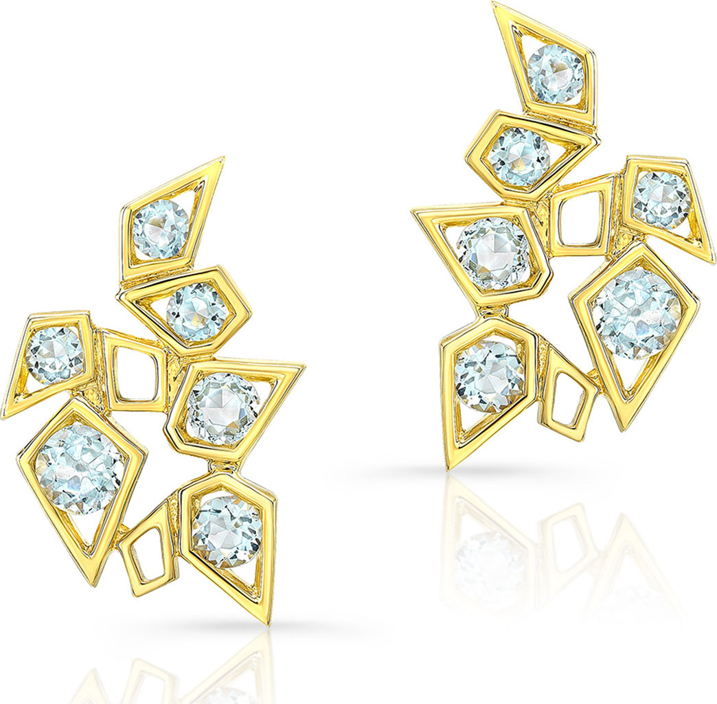 Ron Hami 14k Aquamarine Cluster Earrings