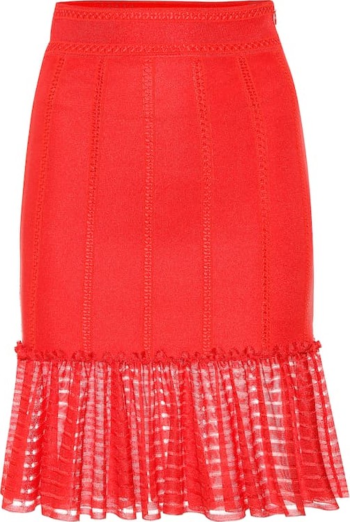 Alexander McQueen Organza-trimmed knit miniskirt
