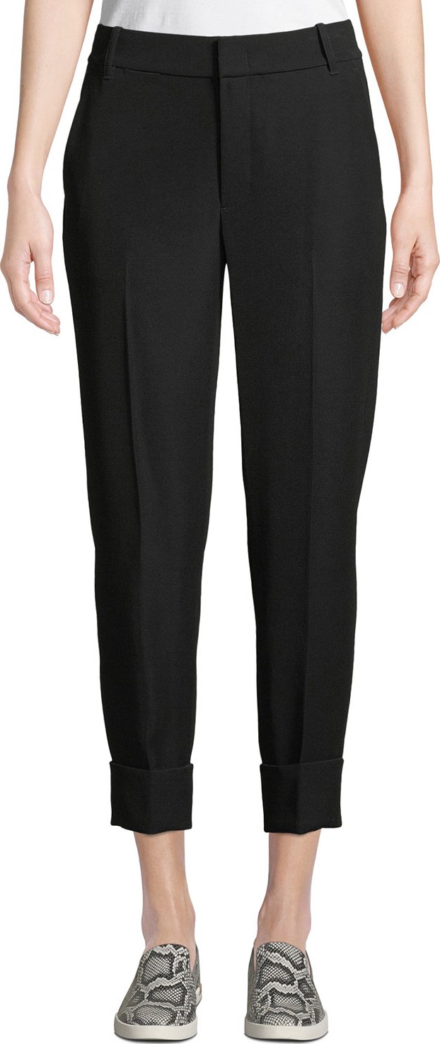 Vince Cuffed Straight-Leg Crepe Trousers with Coin Pocket