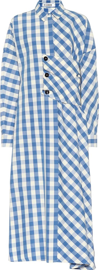 Jil Sander Checked cotton midi dress