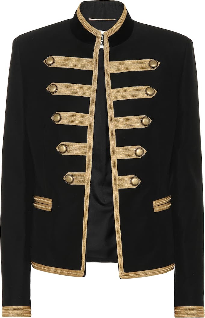 Saint Laurent Embroidered cotton-twill jacket