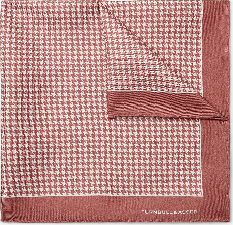 Turnbull & Asser Puppytooth-Print Silk-Twill Pocket Square