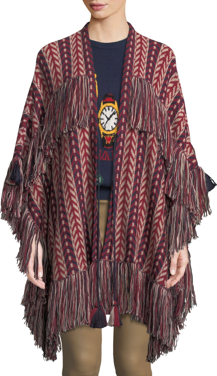 FIGUE Fringe-Trim Open Front Shawl