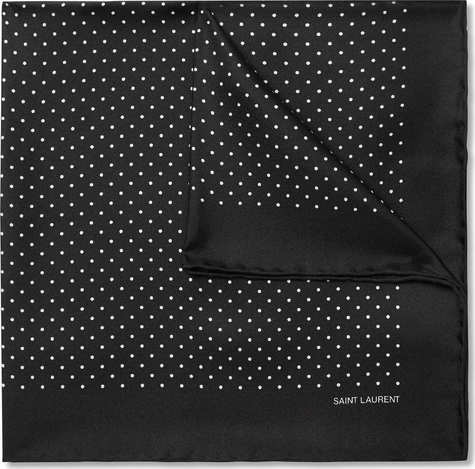 Saint Laurent Polka-Dot Silk-Twill Pocket Square