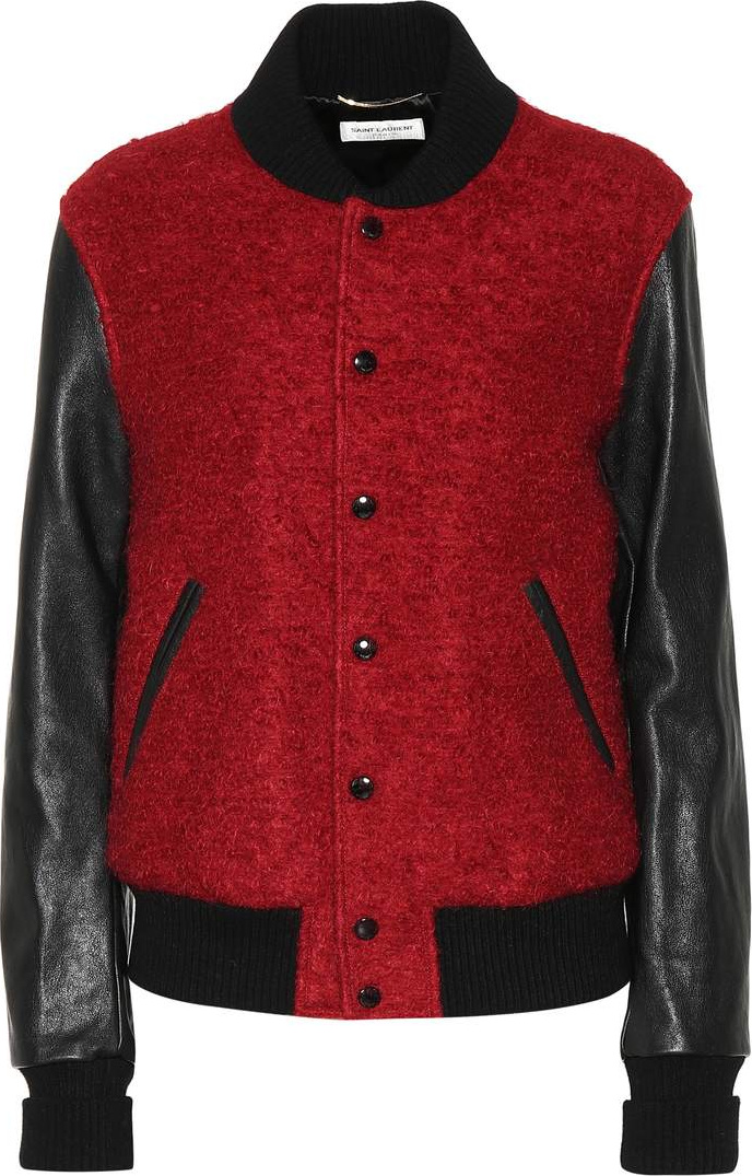 Saint Laurent Wool, mohair and leather varsity jacket
