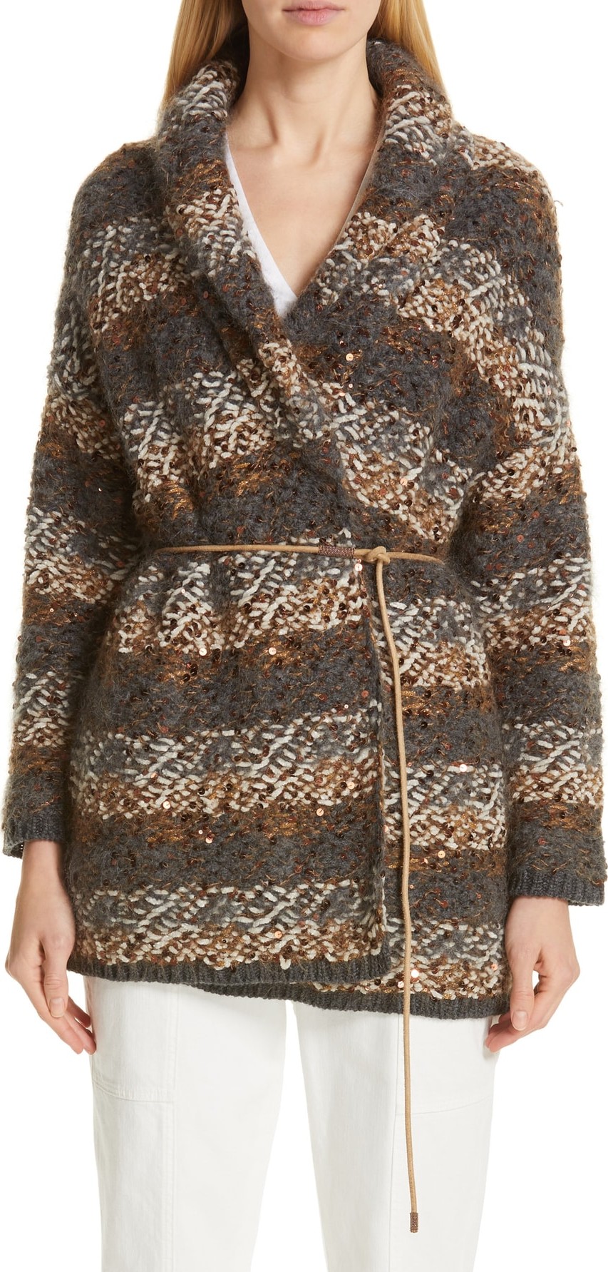 Brunello Cucinelli Sequin Stripe Cardigan