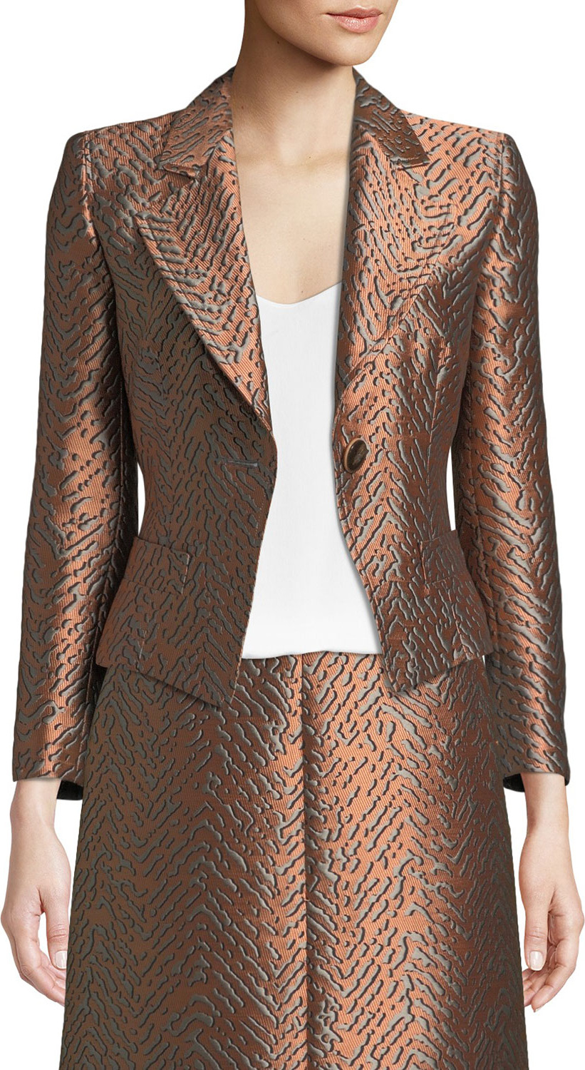 Emporio Armani One-Button Classic Metallic Jacquard Jacket