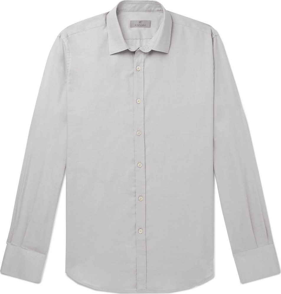 Canali Stone Slim-Fit Cotton and Cashmere-Blend Shirt