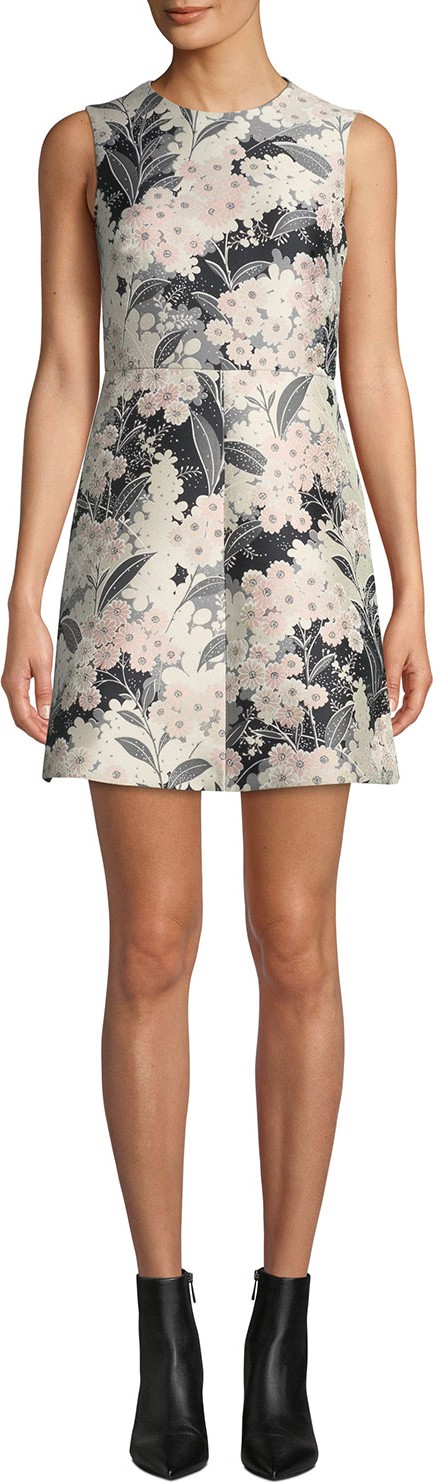 RED Valentino Floral Jacquard Sleeveless A-line Dress