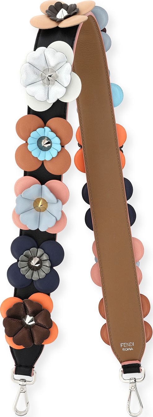 Fendi Strap You Flowerland Shoulder Strap for Handbag, Black/Multi