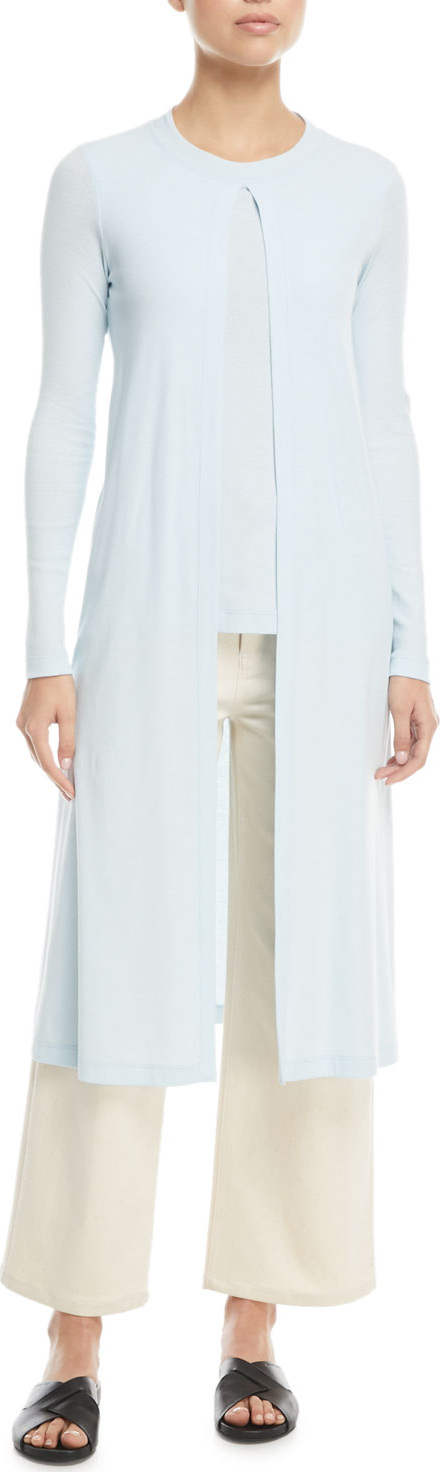 Rosetta Getty Split-Front Long-Sleeve Mercerized Cotton Rib Jersey Cardigan