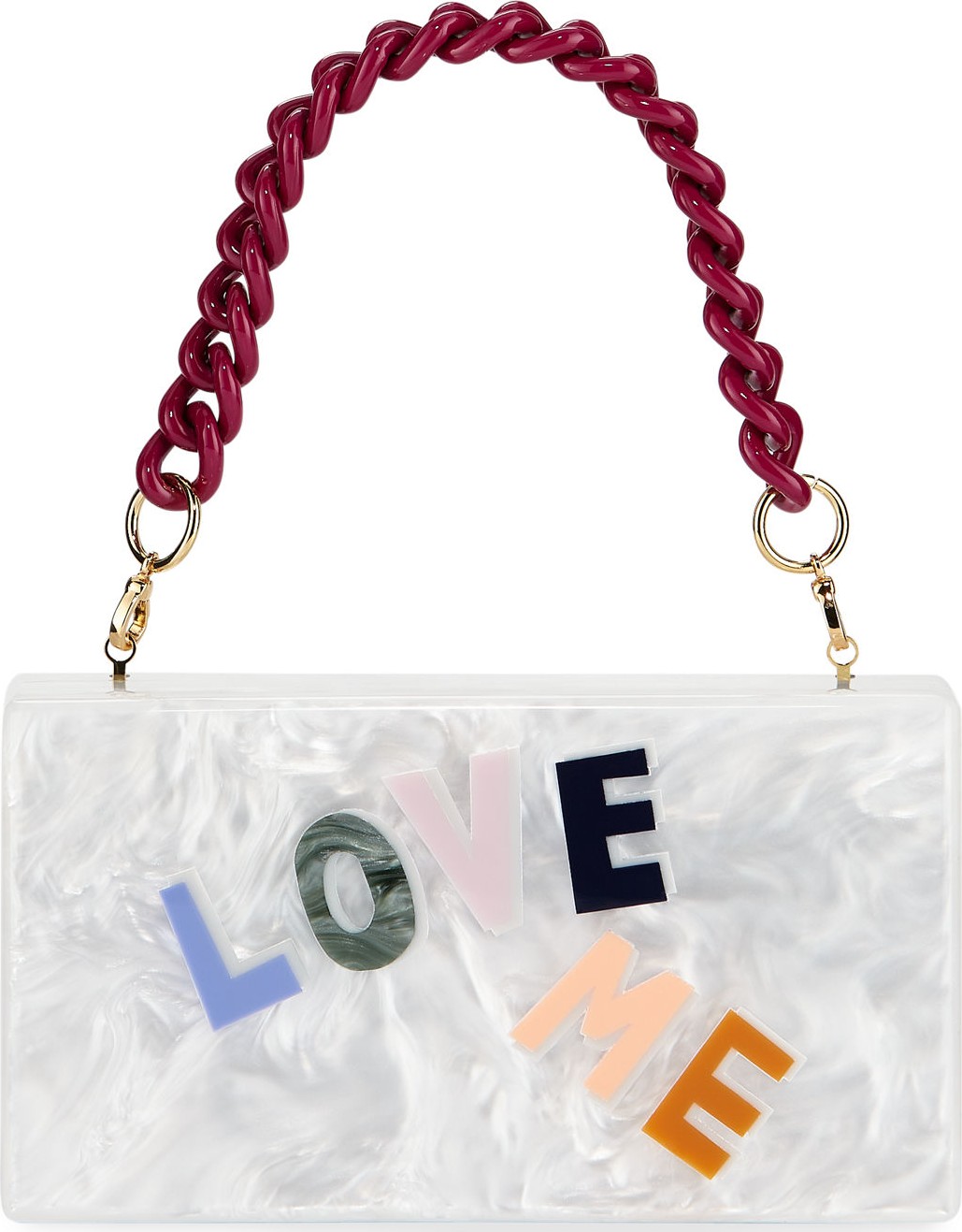 Edie Parker Jean Love Me Acrylic Clutch Bag with Chain Handle
