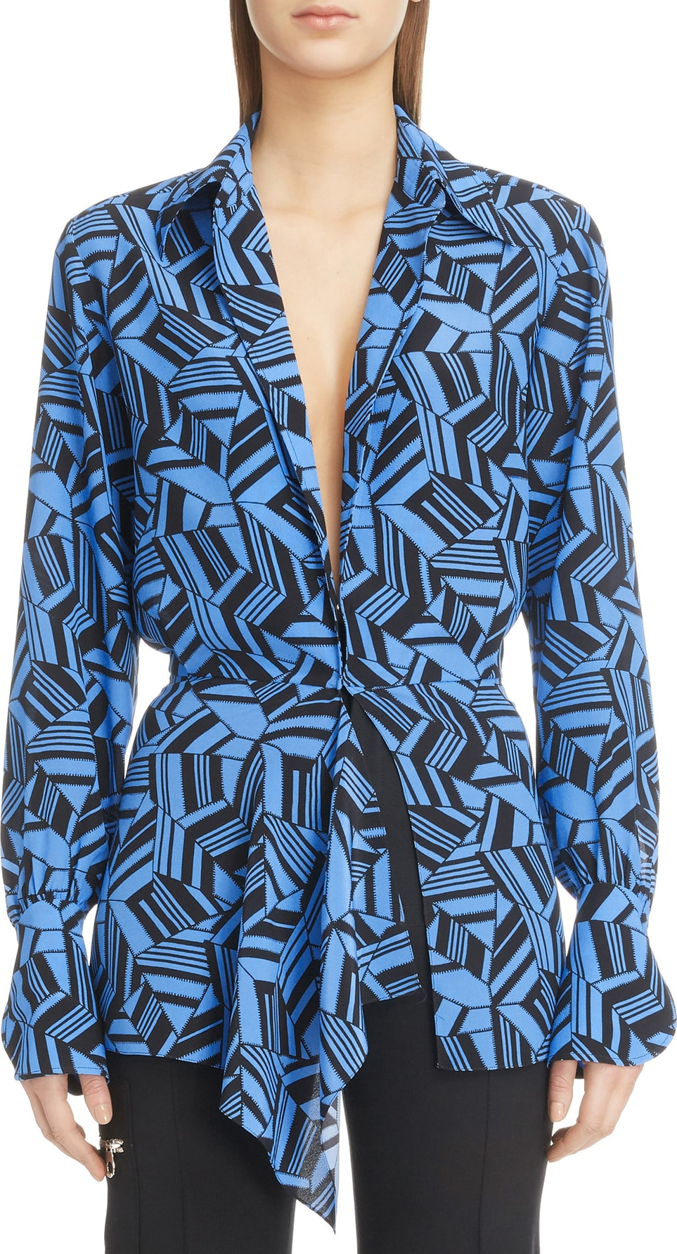 Chloe Geometric Print Silk Blouse